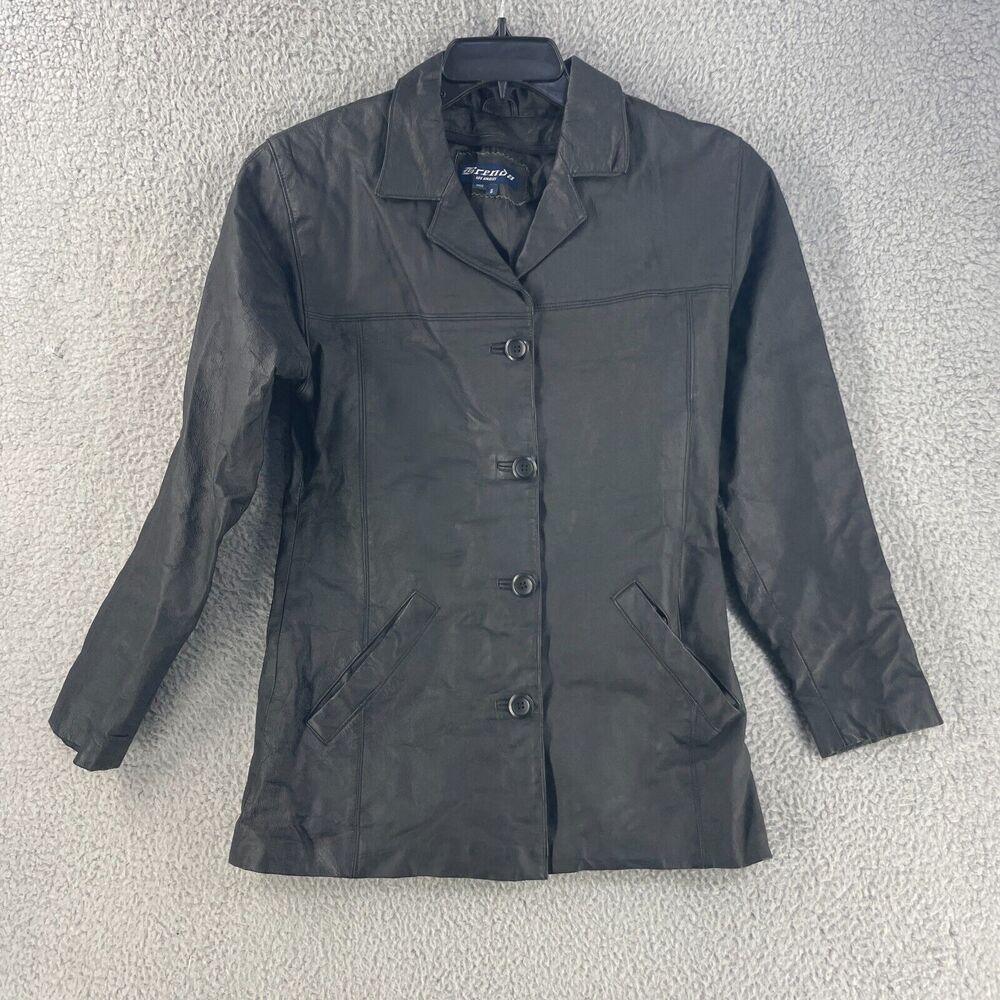Vtg Brenda Womens Leather Jacket Sz S Black Western Blazer Southwestern Western